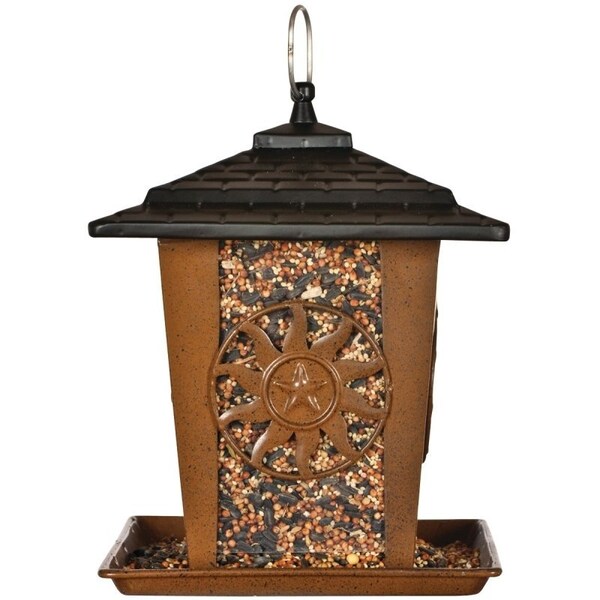 Perky-Pet Seed Lantern Feeder, Sun, Star, 3 lb, Metal, Brown, 10.26 in H, Hanging/Pole Mounting - 370