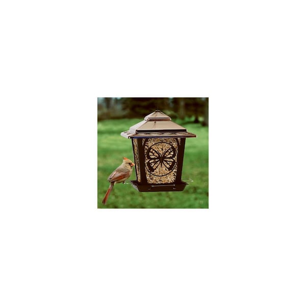 Audubon Bird Feeder, Hopper Style With Butterfly Accents, Metal - 23837