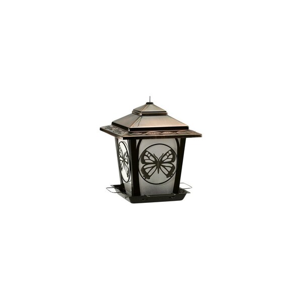 Audubon Bird Feeder, Hopper Style With Butterfly Accents, Metal - 23837