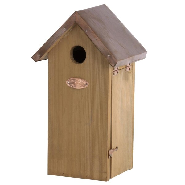 Esschert Design Antique Wash Wood Great Tit Bird House with Copper Roof - NK04