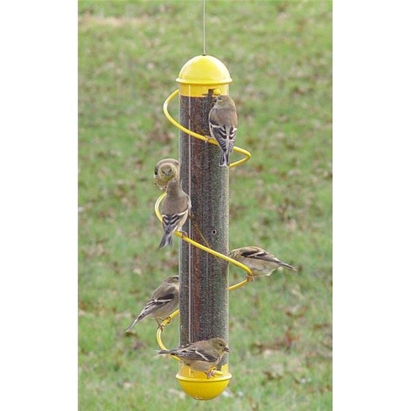 Songbird Essentials 17 Inch Yellow Spiral Finch Tube Feeder - SEBQSBF2Y