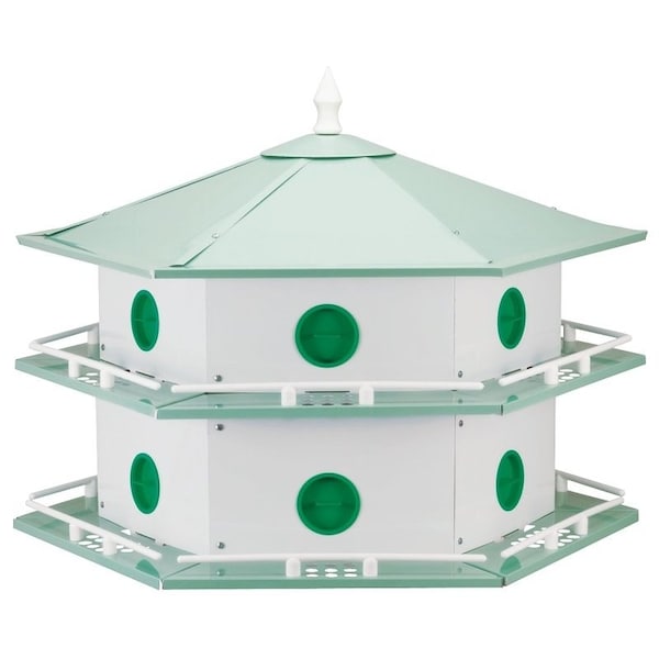 Heath HEATH AH-12D Bird House, Aluminum, Light Green/White - AH-12D