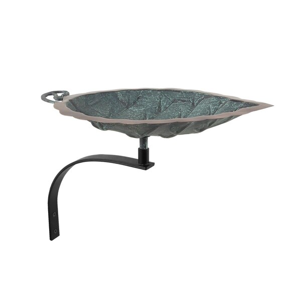 Achla Designs Achla BB-04-OR Aspen Leaf Birdbath with Over Rail Bracket - Copper; Verdi & Black - BB-04-OR