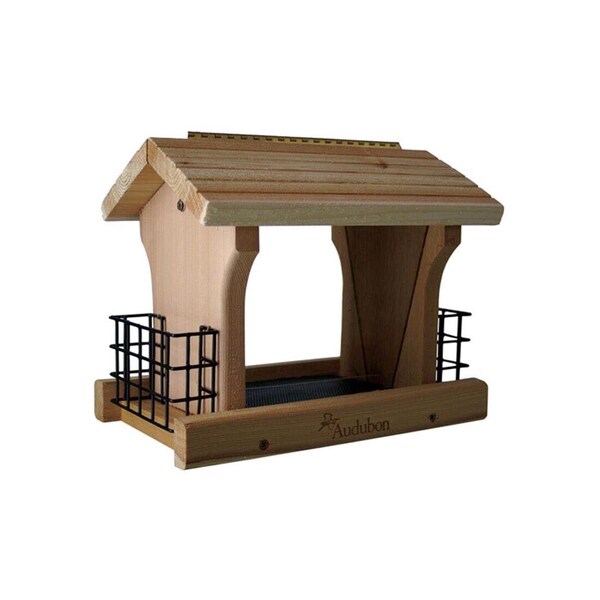 Audubon Bird Feeder Large Ranch Wild Bird 5 lb Cedar Combo Seed & Suet 4 ports Brown - NARANCH3