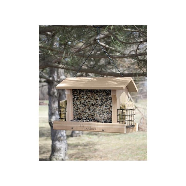 Audubon Bird Feeder Large Ranch Wild Bird 5 lb Cedar Combo Seed & Suet 4 ports Brown - NARANCH3