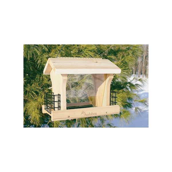 Audubon Bird Feeder Large Ranch Wild Bird 5 lb Cedar Combo Seed & Suet 4 ports Brown - NARANCH3
