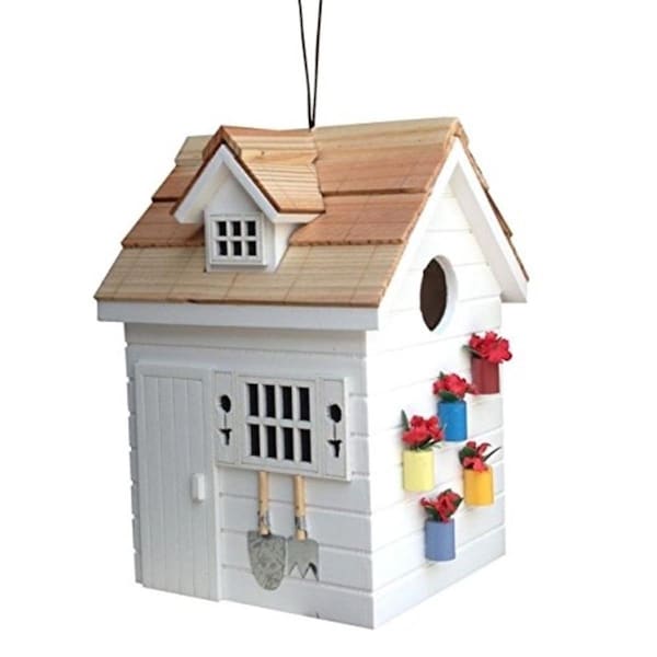 Home Bazaar Potting Shed Birdhouse - White - HB-9504WS
