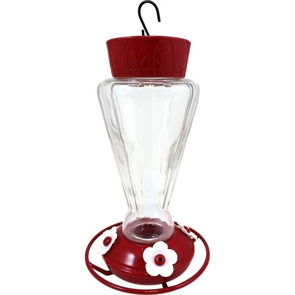 Stokes Select Royal Bird Feeder, 28 oz, 4-Port/Perch, Glass/Plastic, Red, 10-3/4 in H - 38135