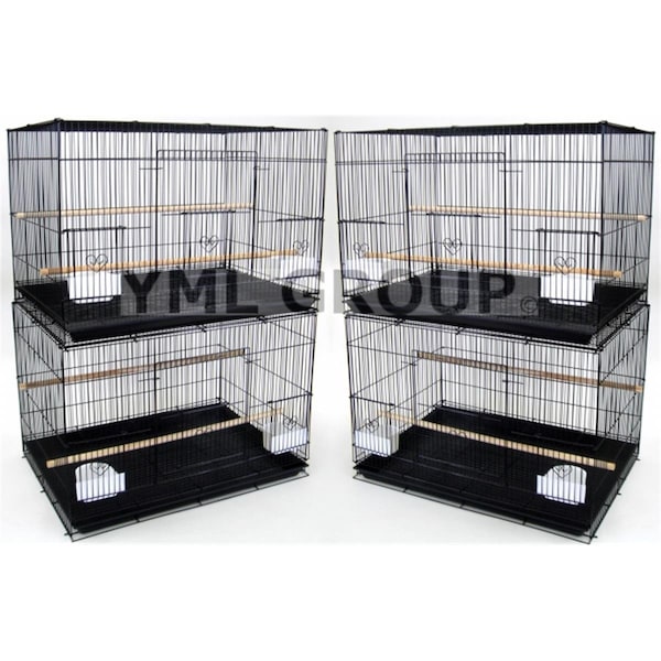 Yml Lot of 4, .5 in. bar spacing small breeding cages in Black. - YM626596