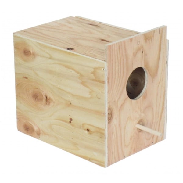 Peticare Wooden Nest Box For Outside Mount With Dowel; Large - PE604084
