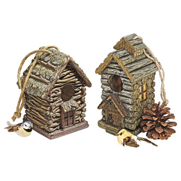 Design Toscano Backwoods Bird House Collection: Set of Two - HF933088