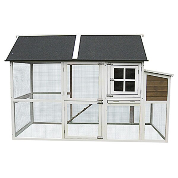 Fly Free Zone Extra Large Chicken Coop, Light Green with Cream Trim & Red Door - FL2178940