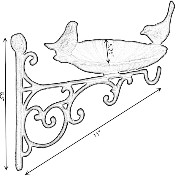 Gardenised Outdoor Garden Wall Mounted Hanging Iron Bird Bath and Feeder Decor, Bronze - QI004530