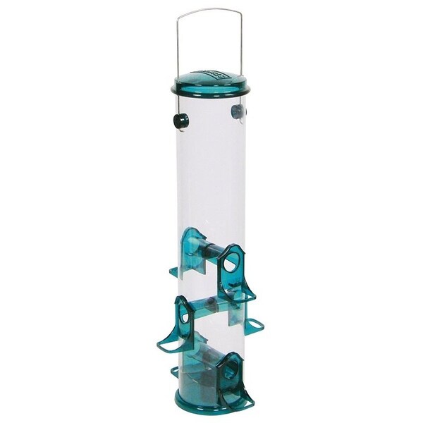 Stokes Select Seed Bird Feeder, 18 in H, 2.5 qt, Polycarbonate, Blue/Clear/Green, Hanging Mounting - 38030