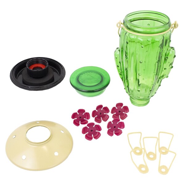 Victor Perky-Pet Hummingbird 32 oz Glass/Metal Cactus Top-Fill Bird Feeder 5 ports - 9111-2