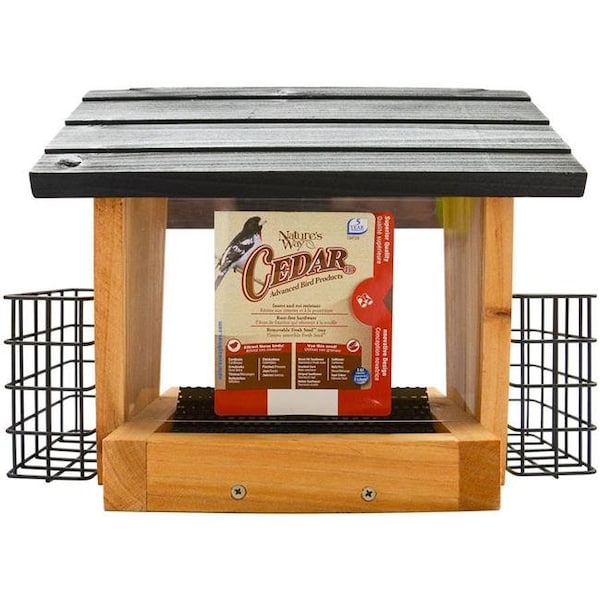Natures Way Bird Products Natures Way Bird Products CWF28 3 qt Cedar Hopper Bird Feeder with Suet  Natural - CWF28