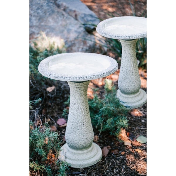 Bufffuerte 23.6 in. Tall Bird Baths with Round Pedestal & Base - Yellow - Set of 2 - BU3378416