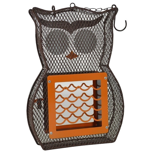 Heath Suet and Seed Bird Feeder, Whimsical Owl, Brown/Orange - 21703