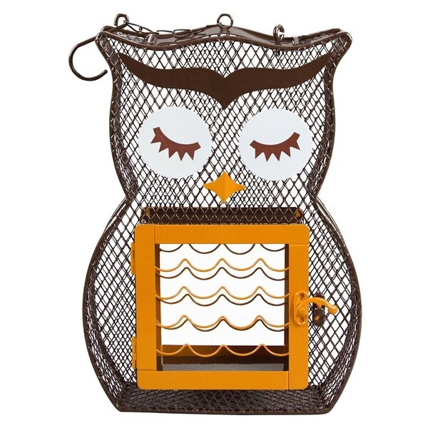 Heath Suet and Seed Bird Feeder, Whimsical Owl, Brown/Orange - 21703