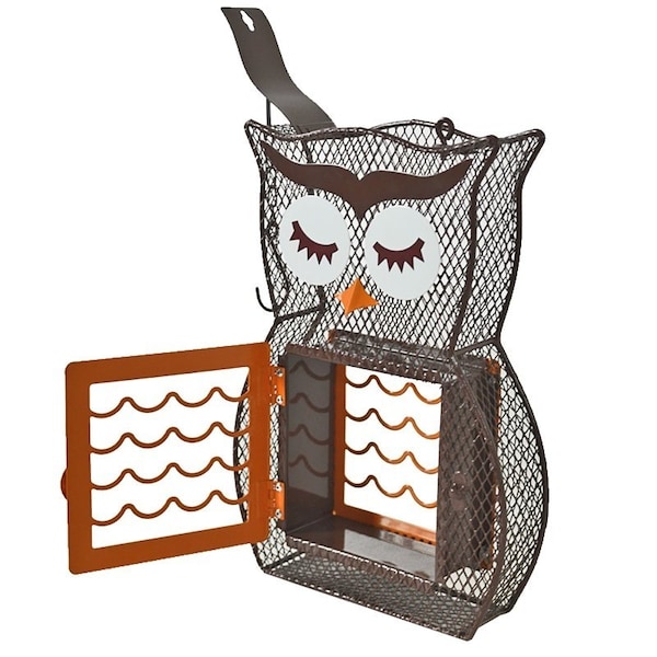 Heath Suet and Seed Bird Feeder, Whimsical Owl, Brown/Orange - 21703