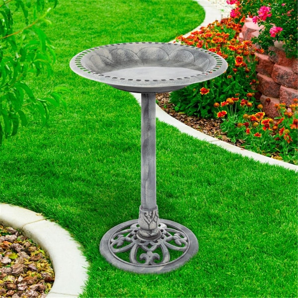 Pure Garden Antique Bird Bath - Grey - 50-LG1073