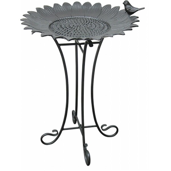 Perfectpet Innova Hearth & Home Sunflower Birdbath with wrought Iron Stand Antique Black - PE2592533