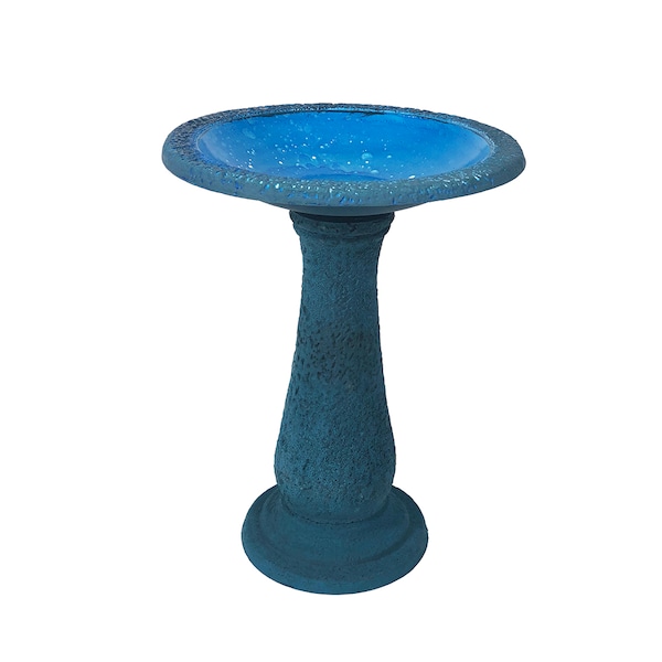 Red Star Deep Blue Fiber-Clay Bird Bath - FM 2475B