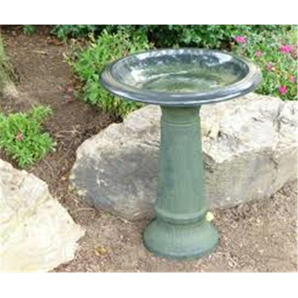 Tdi Brands TDI Brands TDI48181 Green Fiber Clay Birdbath With Base - TDI48181