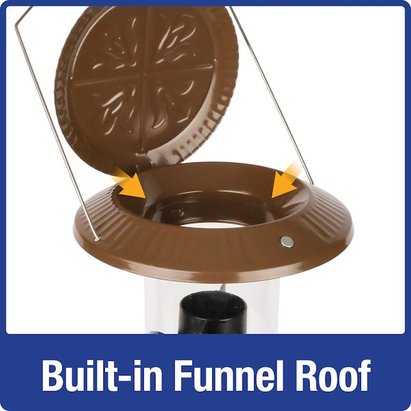 Natures Way Nature's Way Funnel Flip-Top Wild Bird and Finch 6 lb Metal/Plastic Tube Bird Feeder 6 ports - WMFFB-19