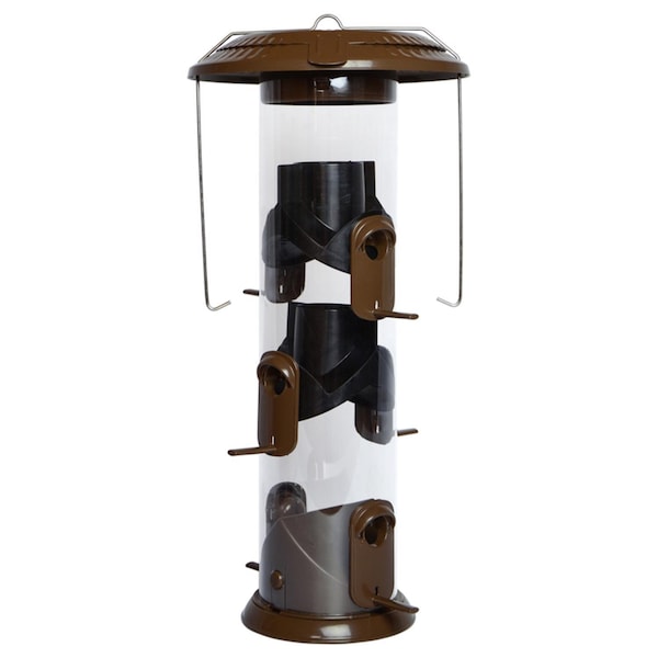 Natures Way Nature's Way Funnel Flip-Top Wild Bird and Finch 6 lb Metal/Plastic Tube Bird Feeder 6 ports - WMFFB-19