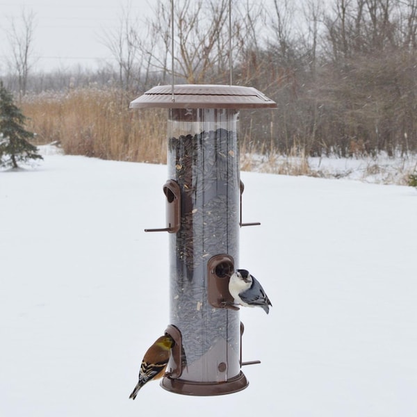 Natures Way Nature's Way Funnel Flip-Top Wild Bird and Finch 6 lb Metal/Plastic Tube Bird Feeder 6 ports - WMFFB-19