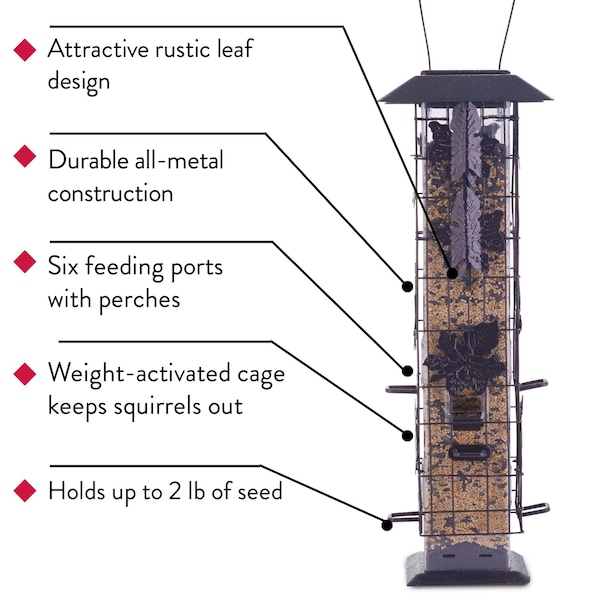 Birdscapes Perky-Pet Squirrel-Be-Gone Wild Bird 2 lb Metal/Plastic Bird Feeder 6 ports - 336