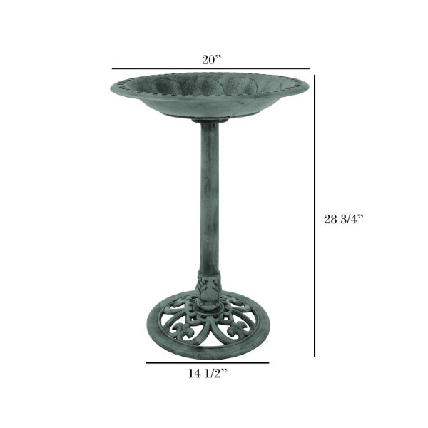 Nature Spring Antique Bird Bath Weather Resistant Resin, Vintage Scroll Design, 3 Ground Stakes for Outdoor Decor - 987193YFN