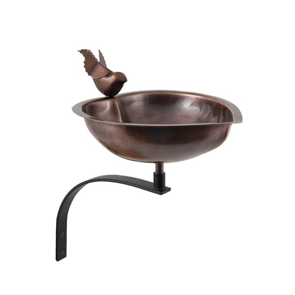Achla Designs Achla HBB-01-OR Heart Shaped Birdbath with Over Rail Bracket; Copper & Black - HBB-01-OR