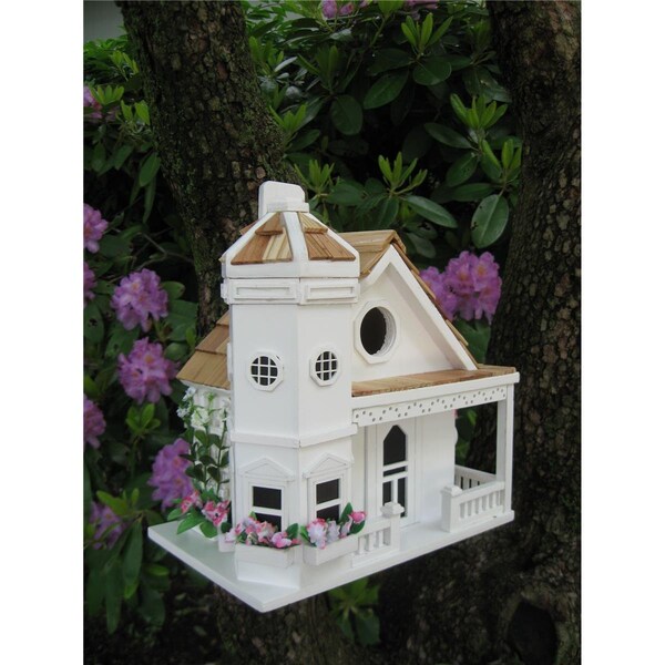 Feedingtime Fledgling Series Flower Pot Cottage Birdhouse - White - 9in. x 10in. x 9in. - FE2969172