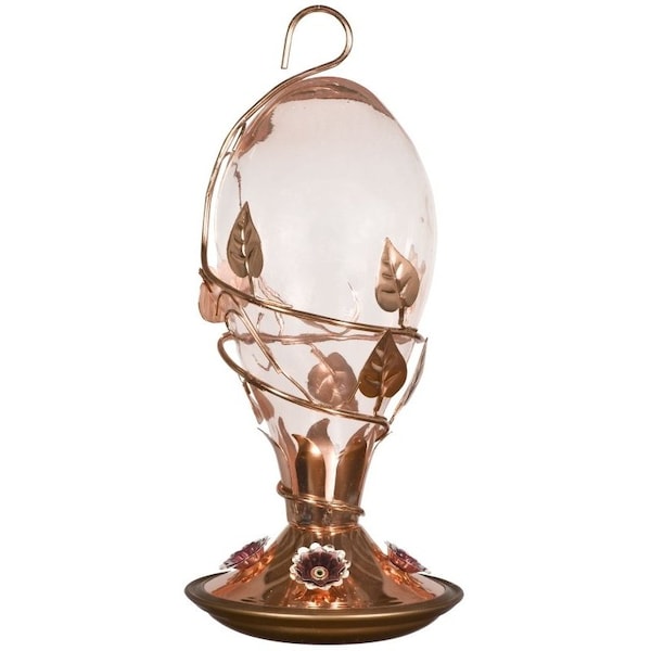 Perky-Pet Bird Feeder, 32 oz, 4-Port/Perch, Glass/Metal, Beige, 13.2 in H - 8110H-1
