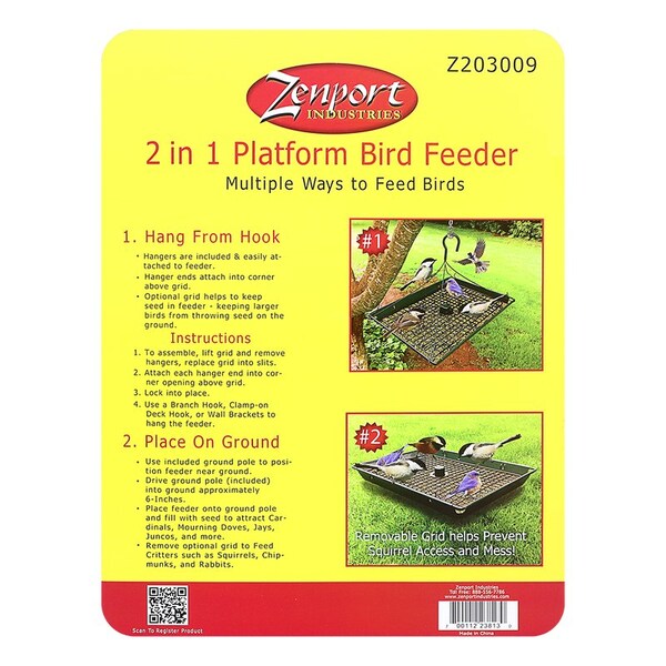 Zenport 2-in-1 Platform Bird Feeder, 6PK - Z203009