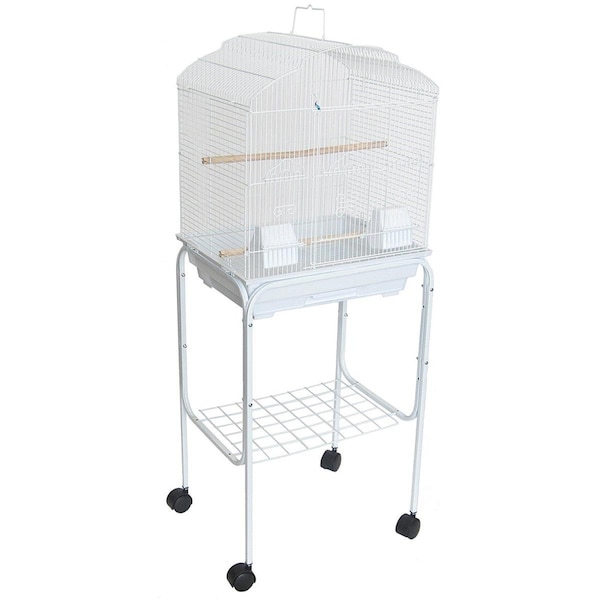 Peticare 5804-4814WHT Shell Top Bird Cage with Stand, White - PE3275400