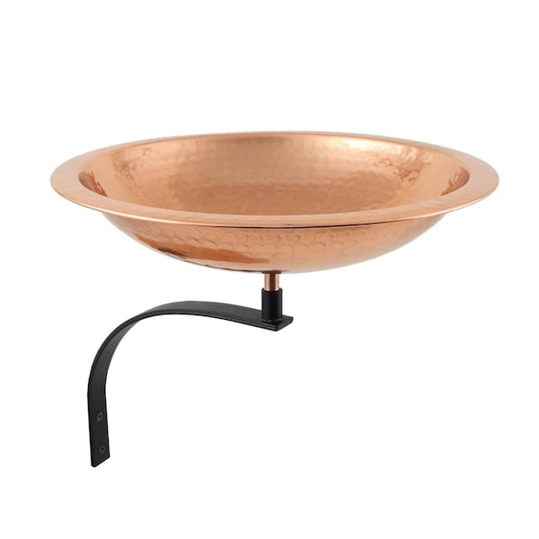 Achla Designs Achla BBHC-01T-OR Hammered Birdbath with Over Rail Bracket; Copper & Black - BBHC-01T-OR