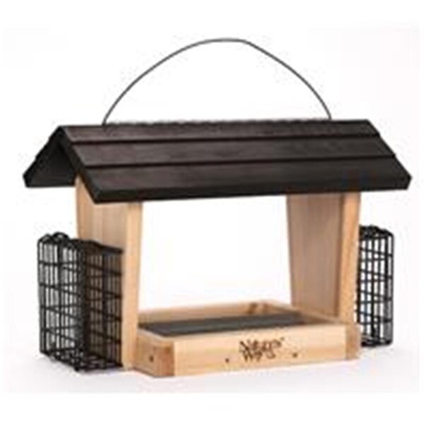 Petpride 6 qt Hopper Feeder with Suet Cages, Cedar - PE1688755