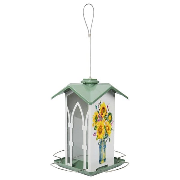 Petpalace 1.56 qt. Wild Bird Metal Country Cottage Gazebo Bird Feeder 4 Ports - PE3306595
