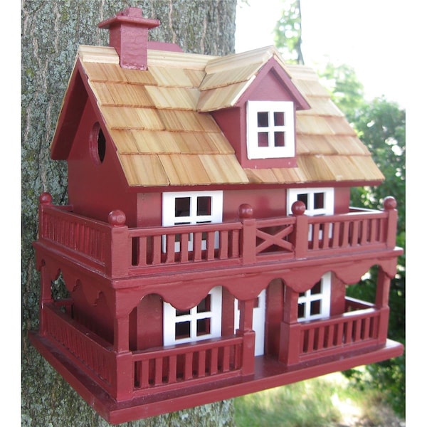 Feedingtime Novelty Cottage Birdhouse- Classic Series -Red - FE1570881
