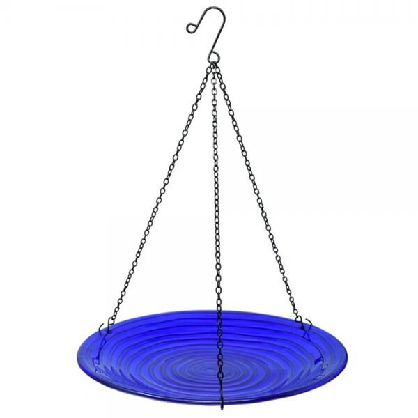 Songbird Essentials Cobalt Swirls Glass Hanging Birdbath - SE5073