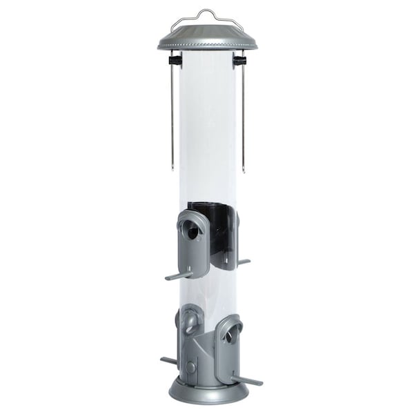 Natures Way Nature's Way Deluxe Wild Bird and Finch 1.4 qt Metal/Plastic Easy Clean Tube Bird Feeder 4 ports - NMRS-18