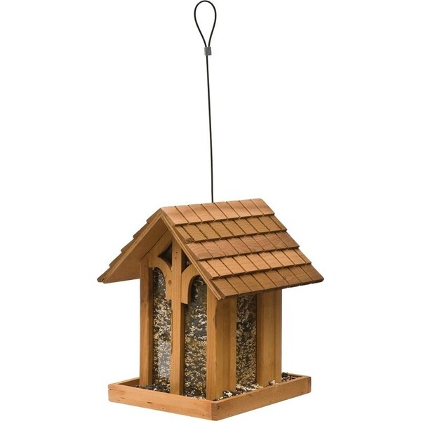 Perky-Pet Wild Bird Feeder, Mountain Chapel, 35 lb, Fir Wood, 1323 in H, Pole Mounting - 50172