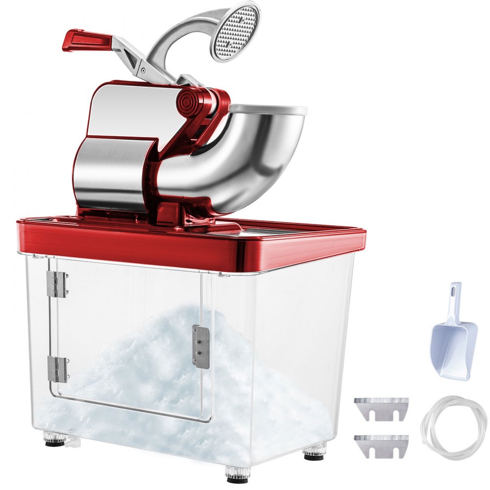 VEVOR 110V Commercial Ice Crusher 440LBS/H, ETL Approved 300W Electric Snow Cone Machine with Dual Blades, Stainless Steel Shaved Ice Machine with Safety On/Off Switch for Family, Restaurants, Bars - SBJ300XTDRD000001V1