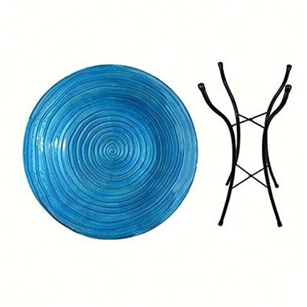 Songbird Essentials Songbird Essentials SE5047 Blue Swirls Birdbath with Stand - SE5047