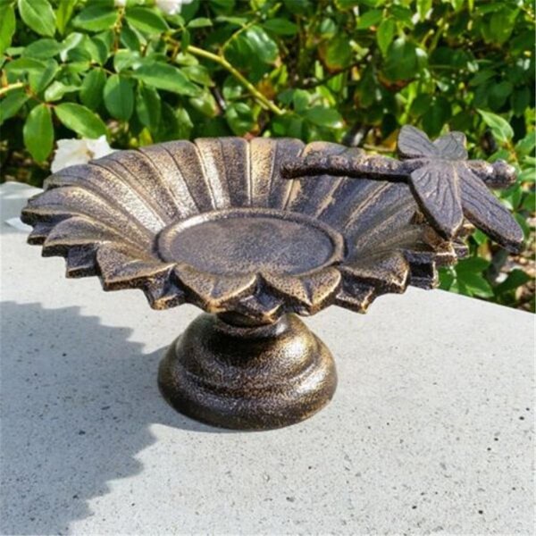 Tweet & Bathe Cast Aluminum Tabletop Birdbath, Antique Brass - C325-85
