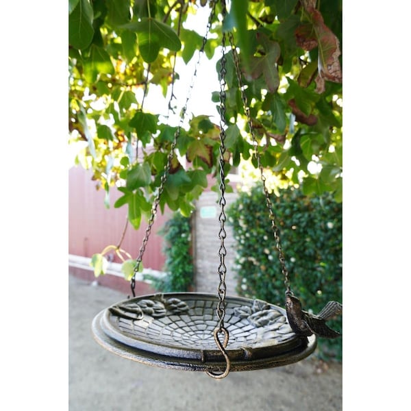 Perfectpet Motif Hanging Birdbath - Antique Brass - PE3000942