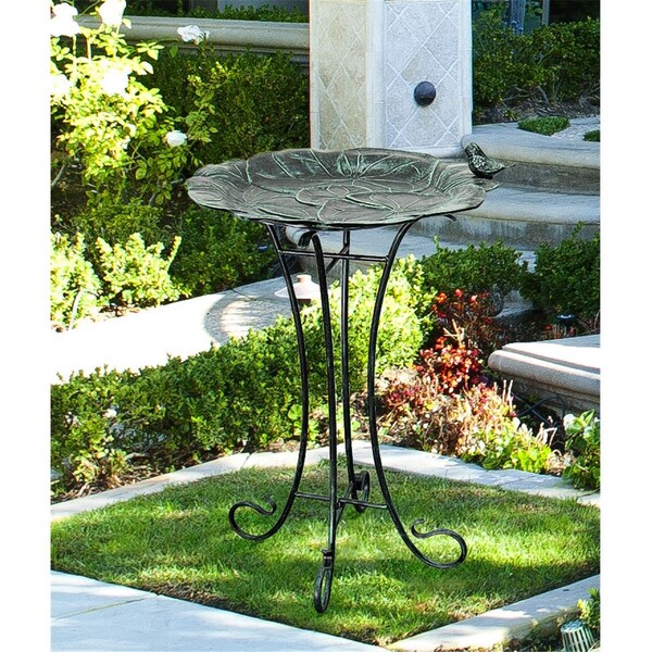 Perfectpet Lily Pad Birdbath with Folding Stand - Verdigris - PE3000161